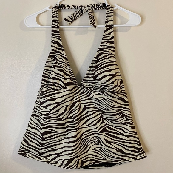 Old Navy Zebra Print Brown and Cream Halter Swimsuit Tank Top size XL - Picture 9 of 9